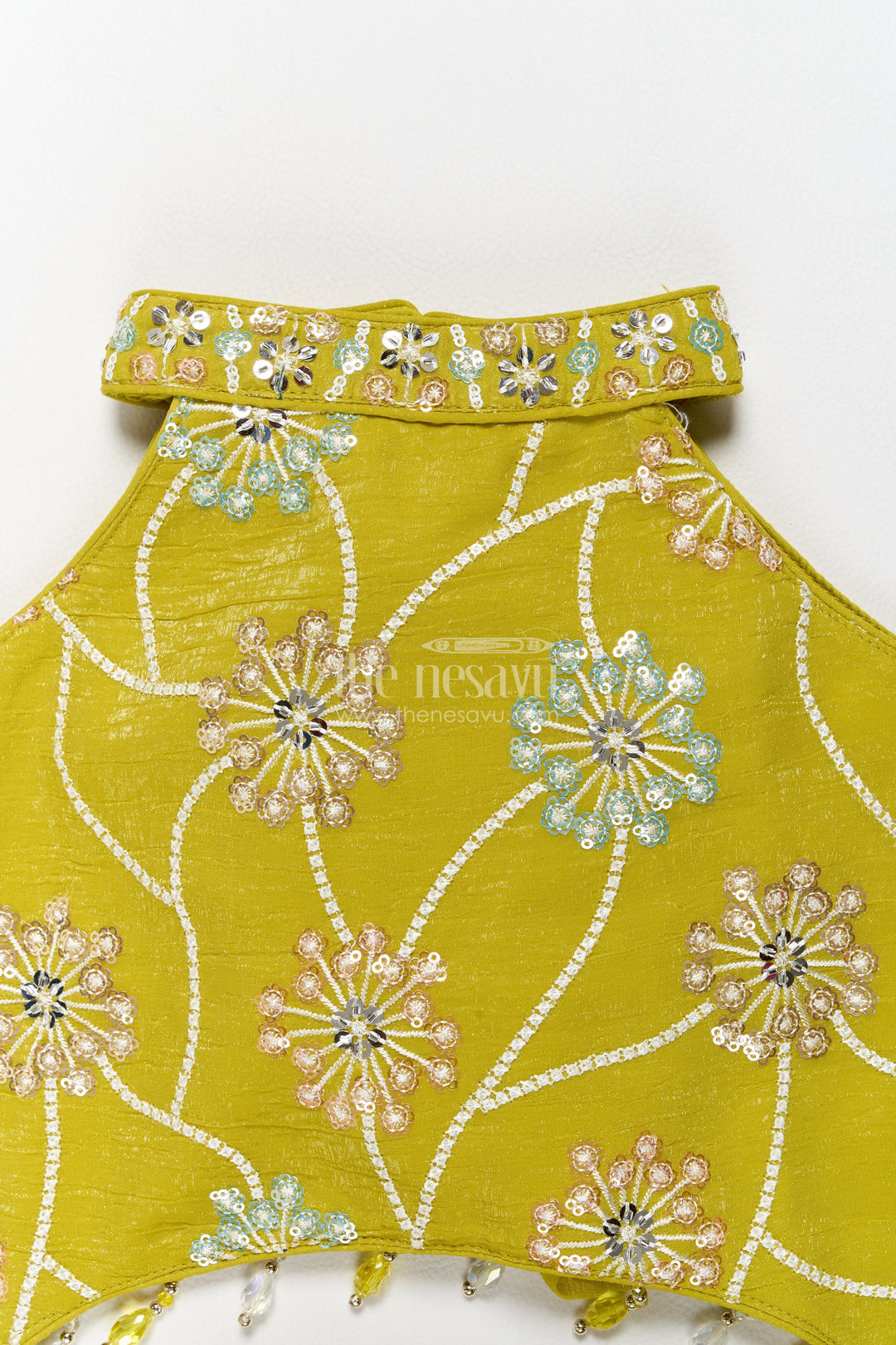 Girls Sharara Set in Yellow with Decorative Yoke