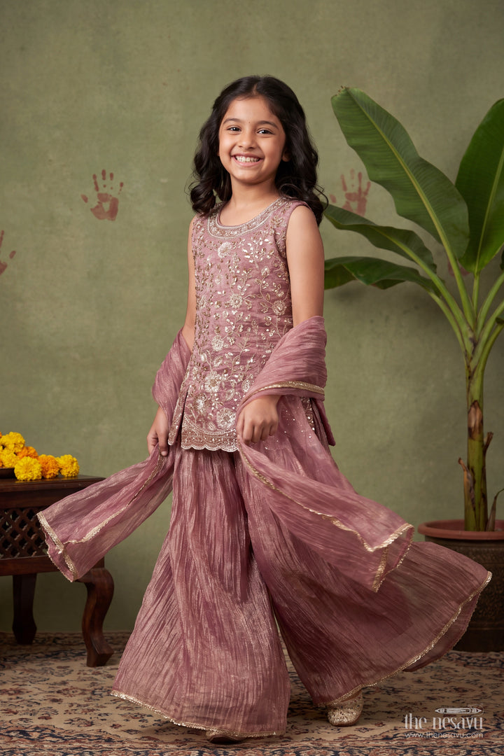 Sharara Dress for Girls in Rani with an Occasion Ready Finish