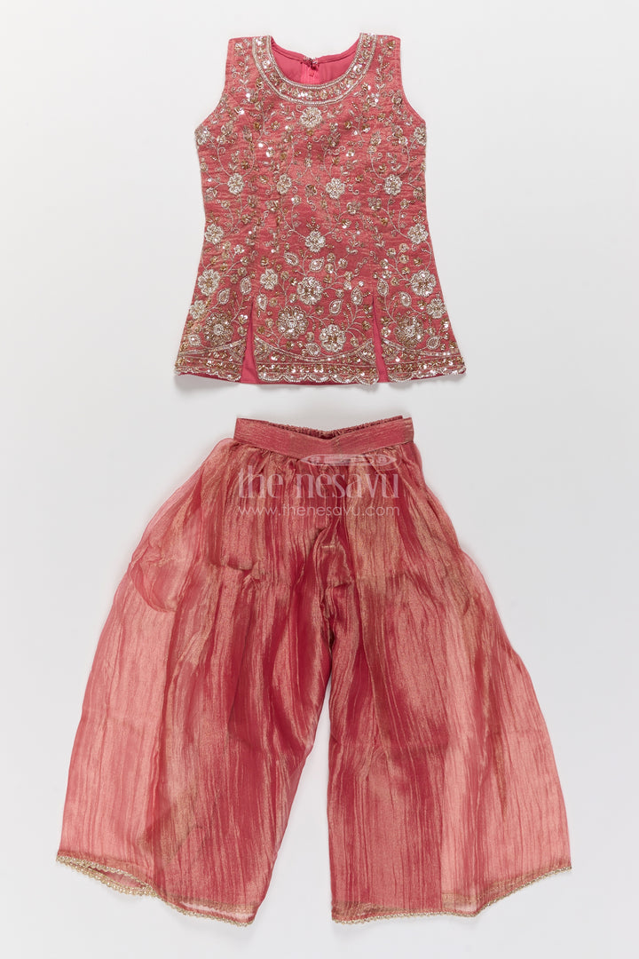 Girls Palazzo Set in Pink for Festive Gatherings