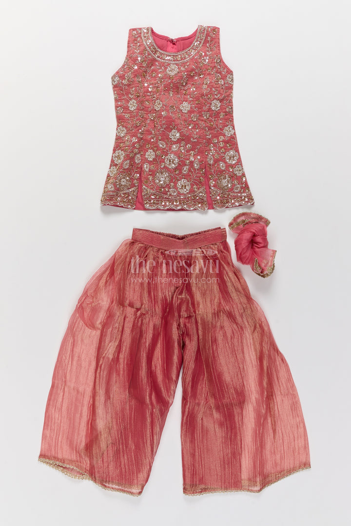 Girls Palazzo Set in Pink for Festive Gatherings