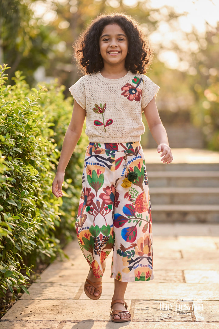 Girls Palazzo Set in Off White for Celebration Styling
