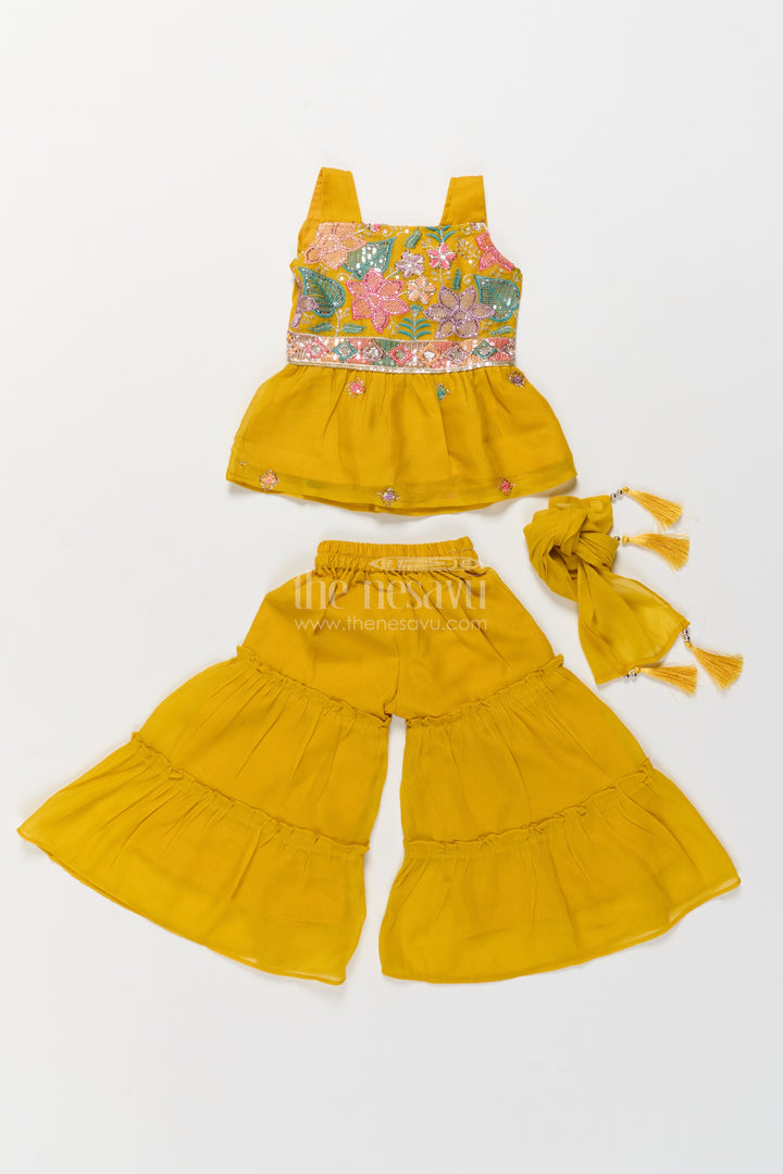 Girls Sharara Set in Yellow for Festive Gatherings
