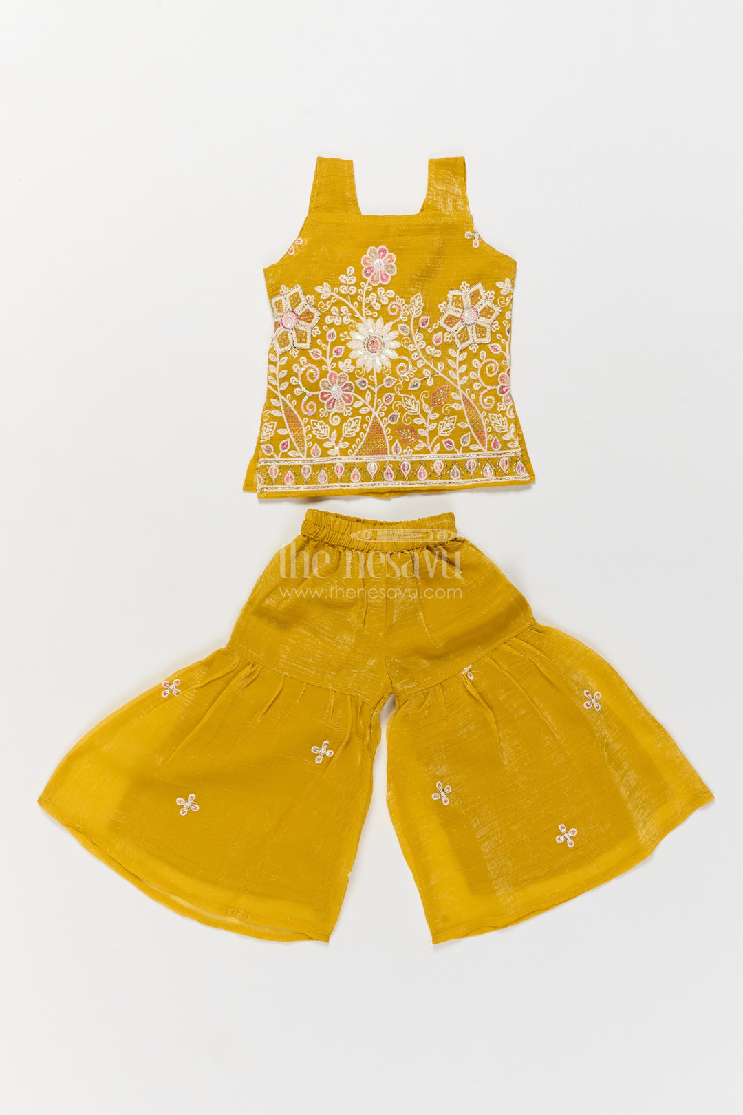 Girls Sharara Set in Yellow for Ceremony Dressing