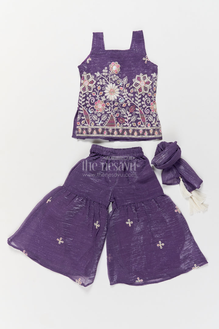 Sharara Dress for Girls in Purple with an Occasion Ready Finish
