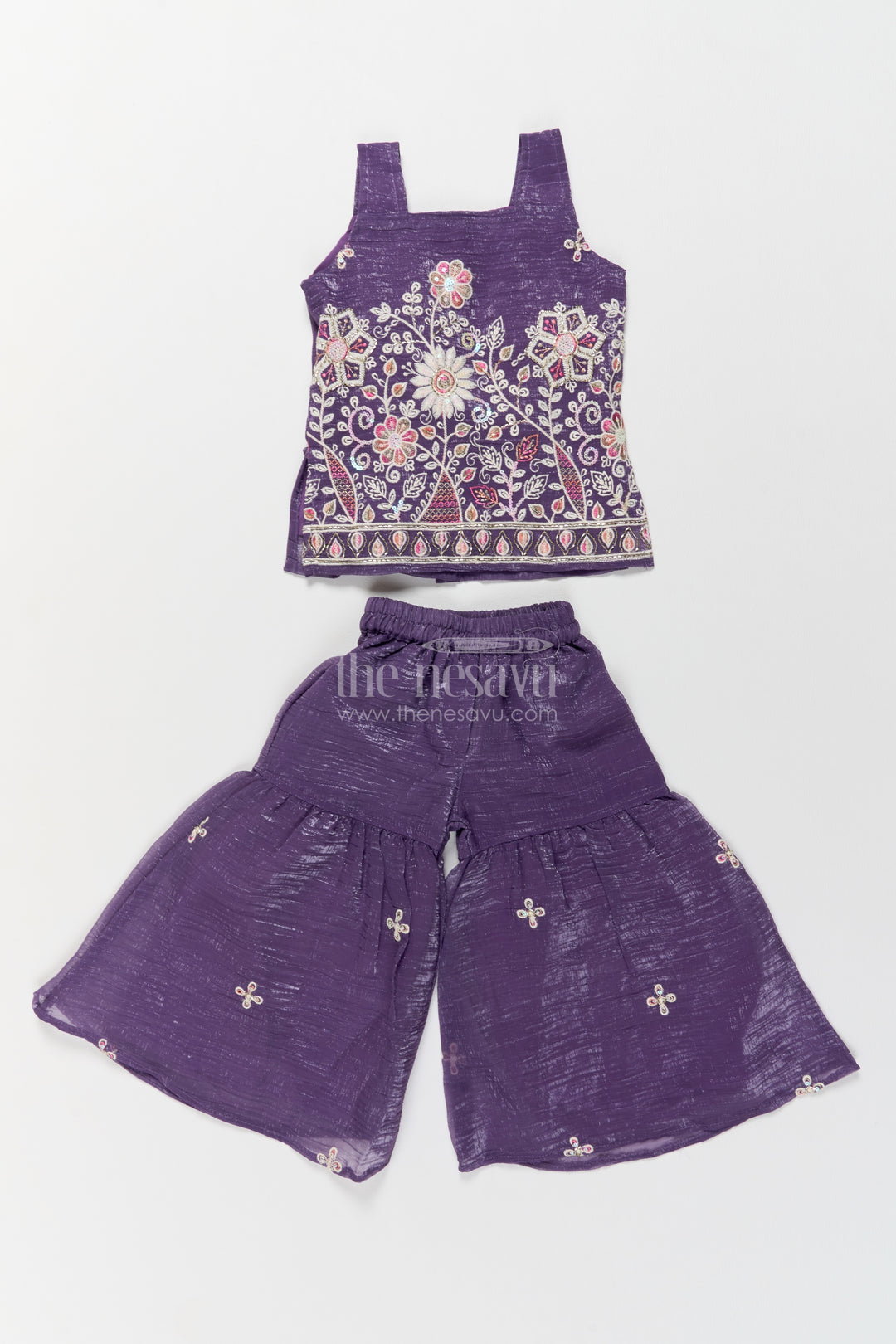 Sharara Dress for Girls in Purple with an Occasion Ready Finish