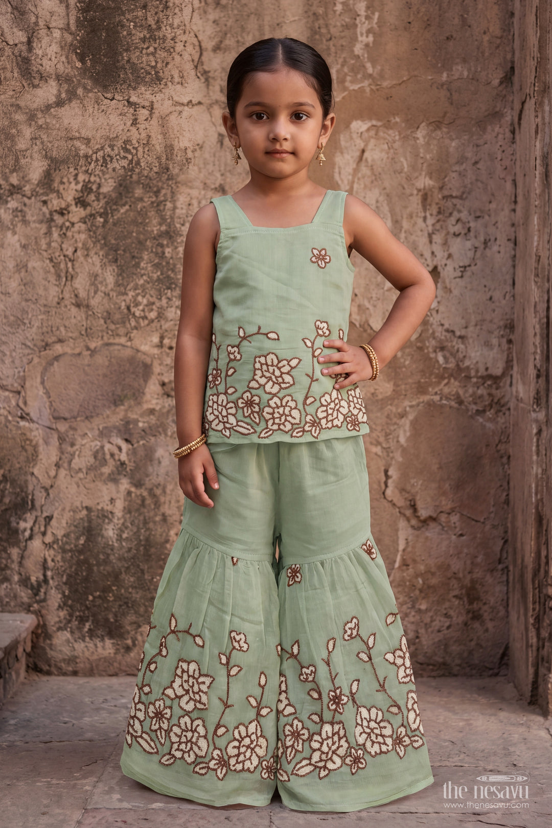 Girls Palazzo Set in Turquoise for Milestone Days