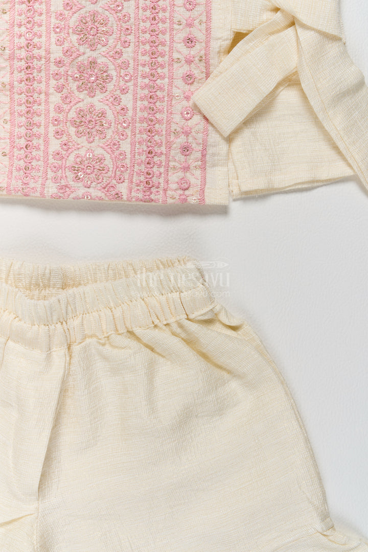 Girls Sharara Set in Pink with Smart Tailoring