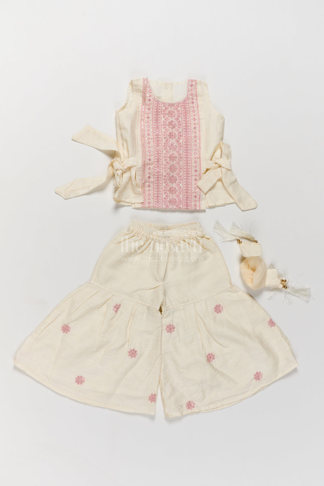 Girls Sharara Set in Pink with Smart Tailoring