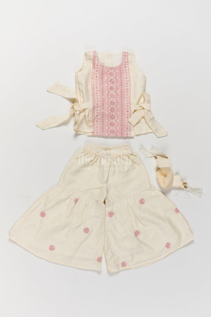 Girls Sharara Set in Pink with Smart Tailoring