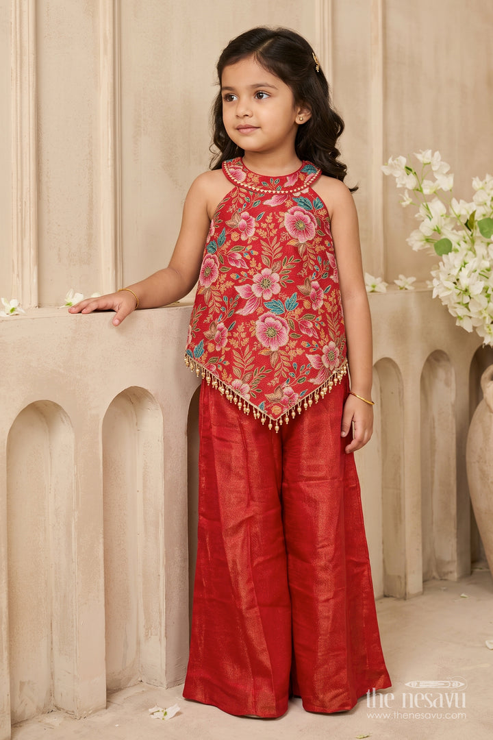 Girls Palazzo Set in Red for Milestone Days