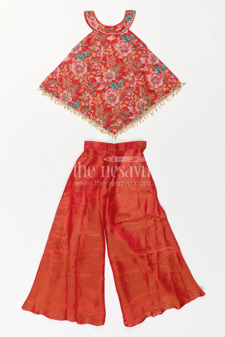 Girls Palazzo Set in Red for Milestone Days