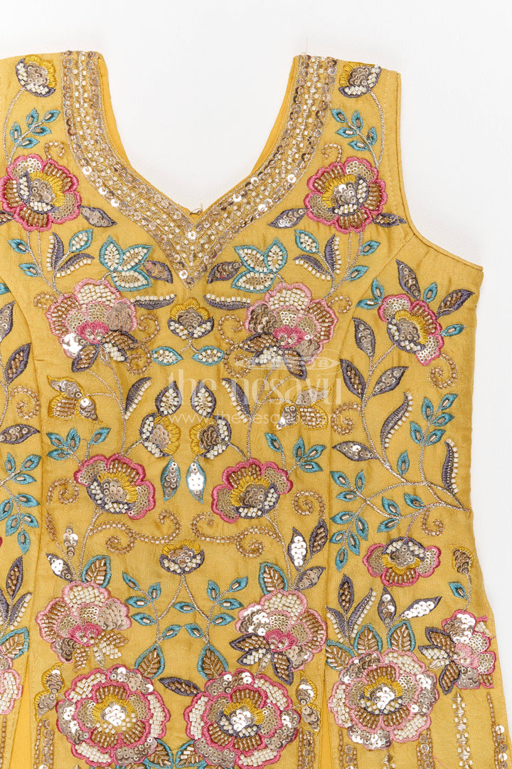 Sharara Dress for Girls in Yellow with an Occasion Ready Finish