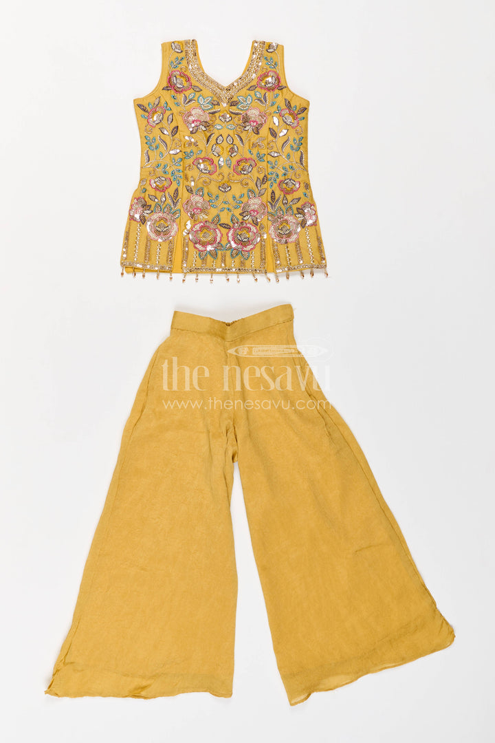 Sharara Dress for Girls in Yellow with an Occasion Ready Finish