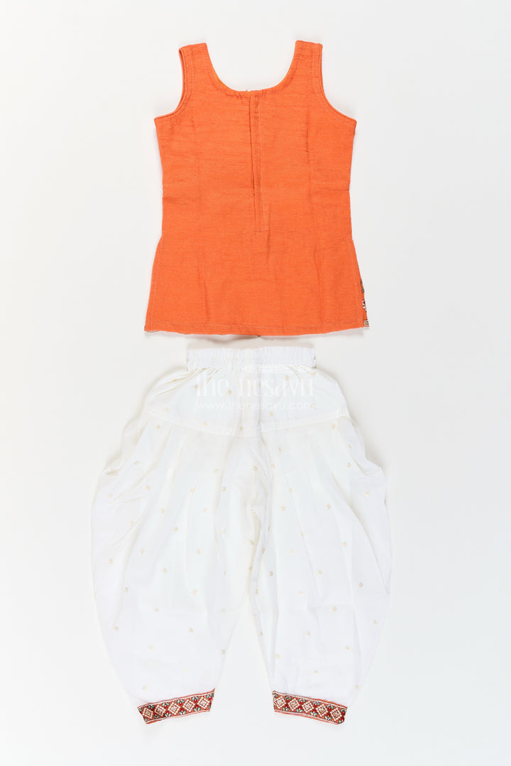 Girls Burnt Orange Radiating Floral Georgette Salwar Suit