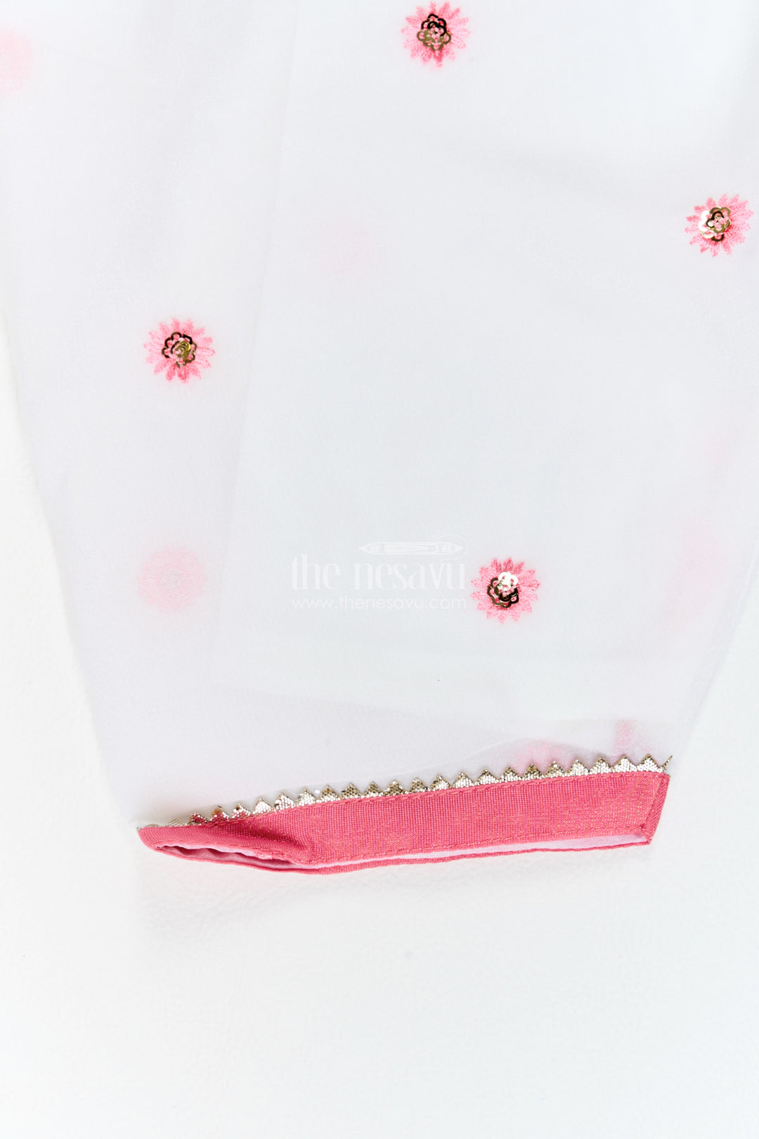 Girls Rose Pink Viscose Georgette Silver Leaf Salwar Suit
