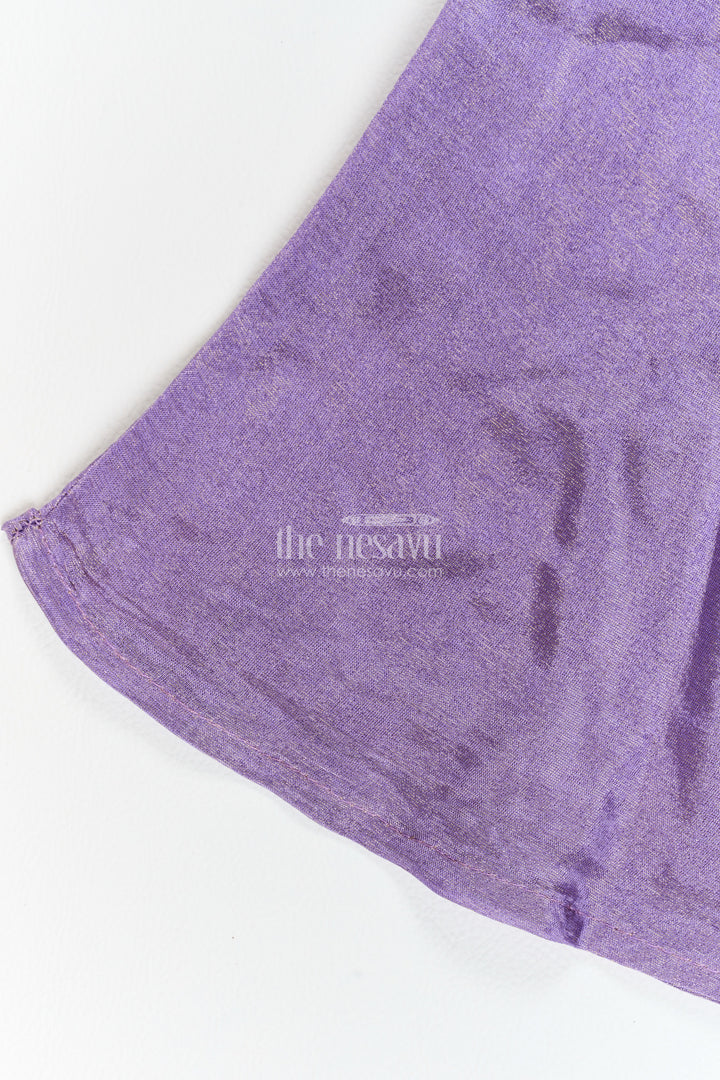 Girls Viscose Blend Silk Palazzo Set in Muted Purple with Geometric Mirror