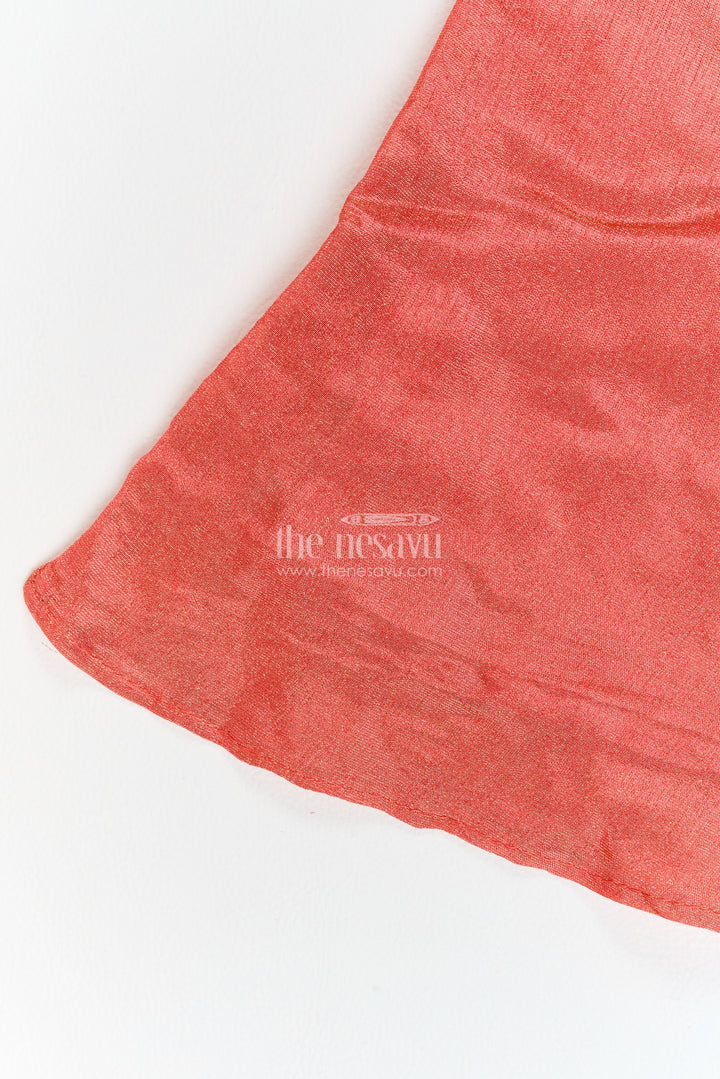 Girls Rust Orange Viscose Blend Silk Wavy Mirror Border Palazzo Set