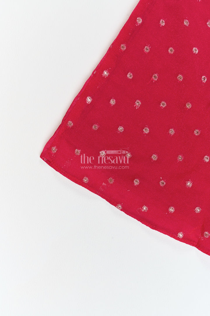 Girls Deep Raspberry Dotted Geometric Border Georgette Palazzo Set