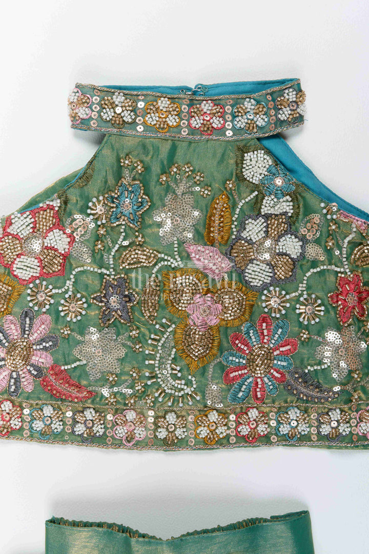Sharara Dress for Girls in Green with an Occasion Ready Finish