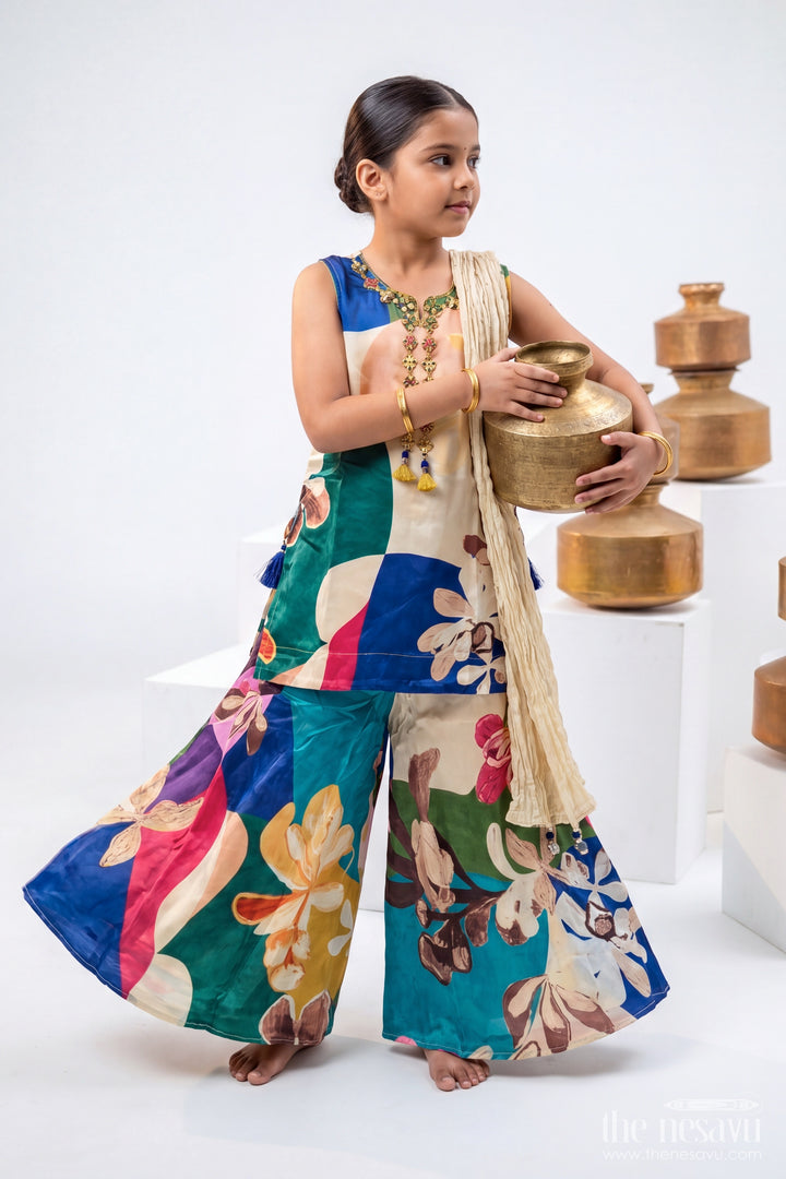 Sharara Dress for Girls with Digital Print for Festive Occasions
