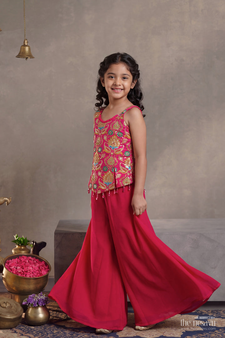 Girls Sharara Set in Pink for Festive Photos