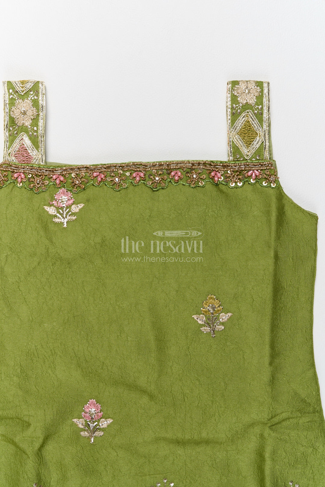 Girls Palazzo Set in Green for Celebrations and Photos