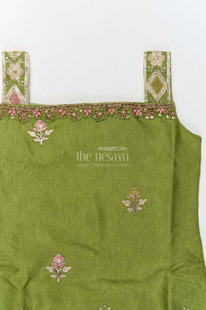 Girls Palazzo Set in Green for Celebrations and Photos