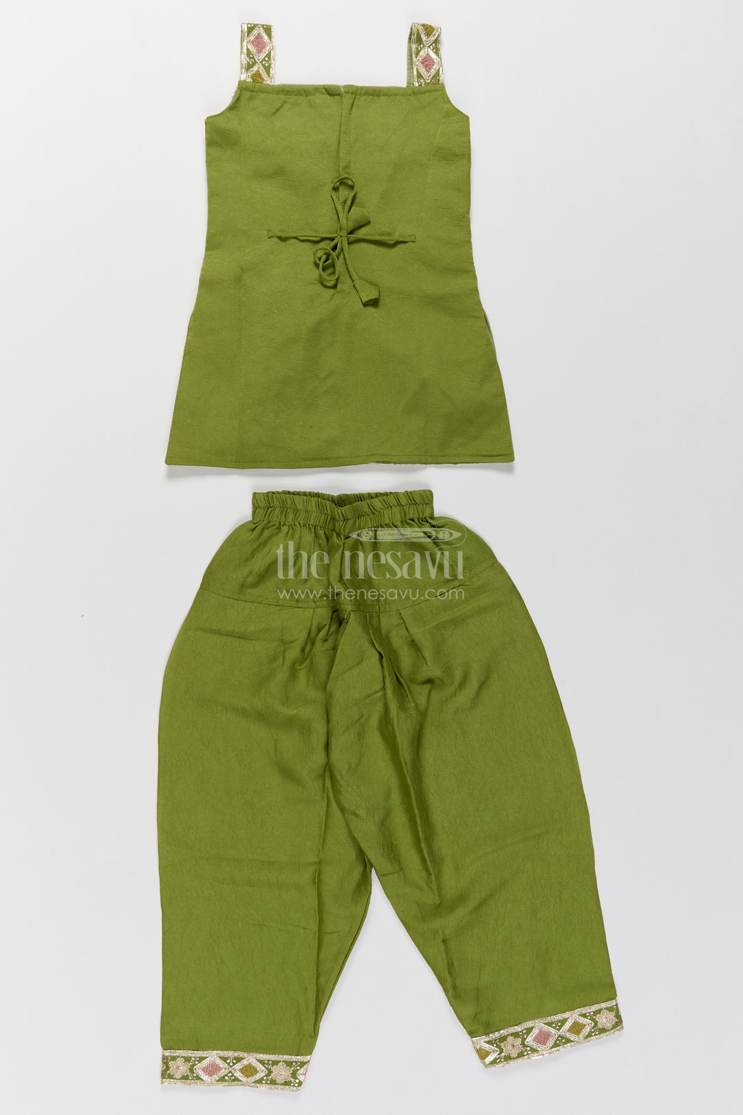 Girls Palazzo Set in Green for Celebrations and Photos