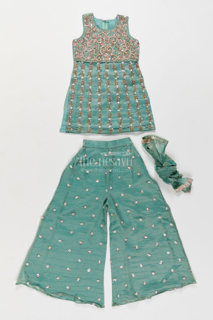 Girls Palazzo Set in Turquoise for Celebrations and Photos
