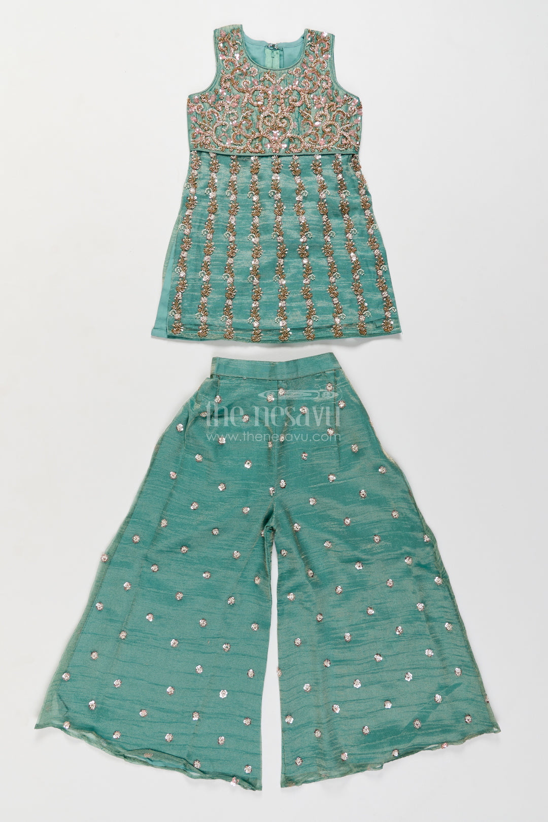 Girls Palazzo Set in Turquoise for Celebrations and Photos