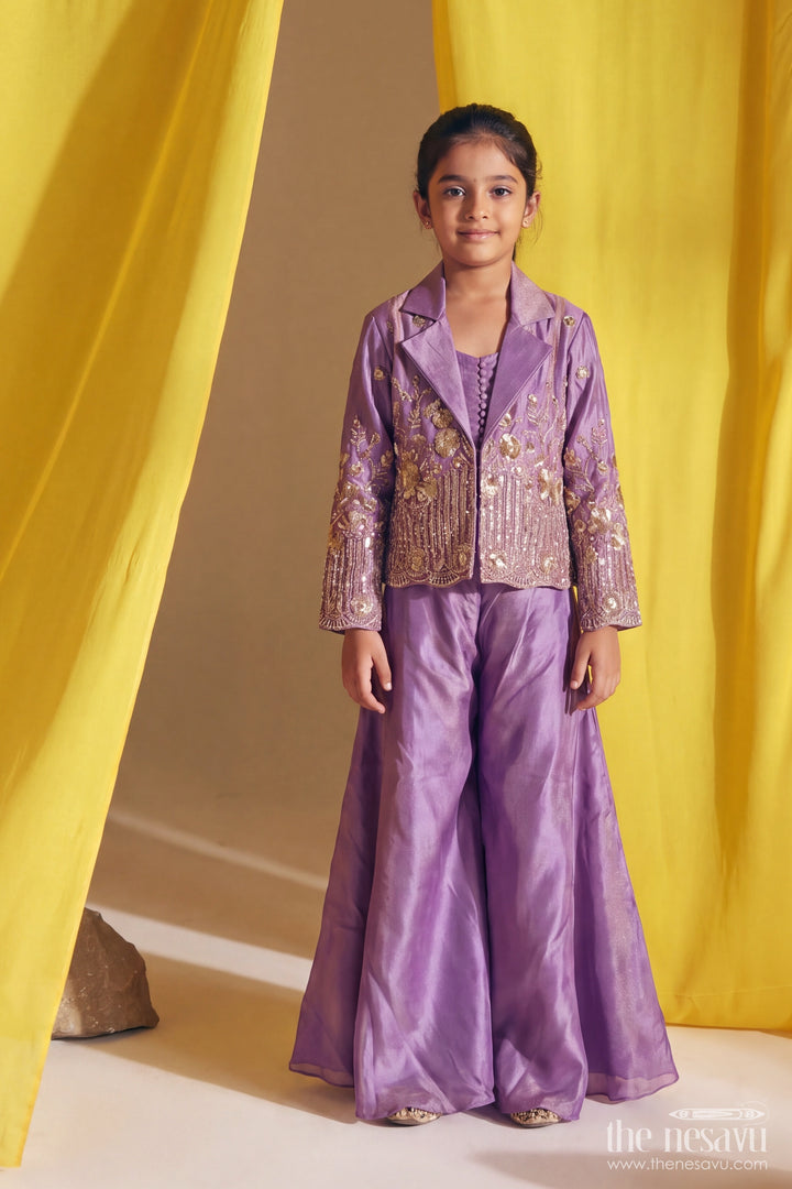 Girls Palazzo Set in Purple for Celebrations and Photos