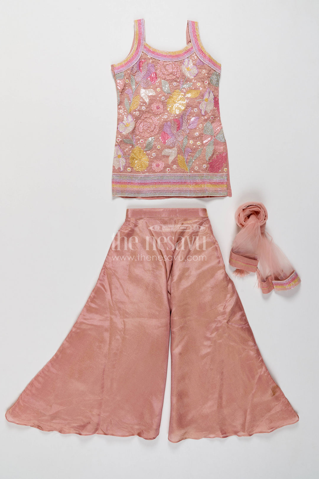 Girls Palazzo Set in Peach for Milestone Days