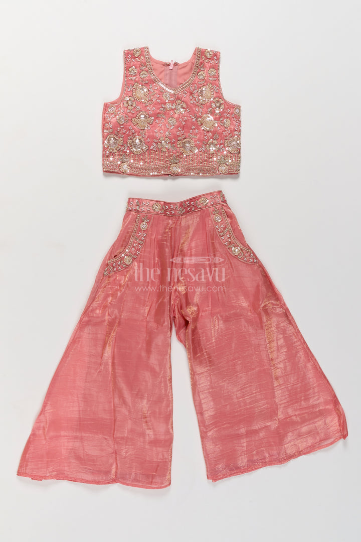 Girls Palazzo Set in Peach for Festive Gatherings