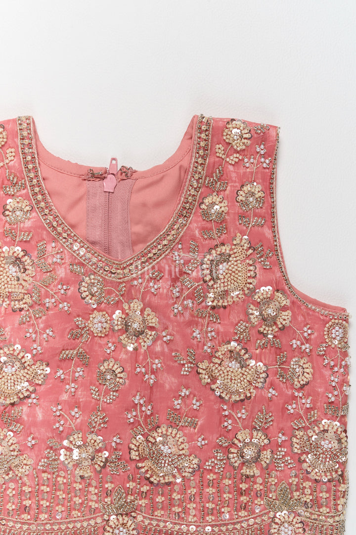 Girls Palazzo Set in Peach for Festive Gatherings