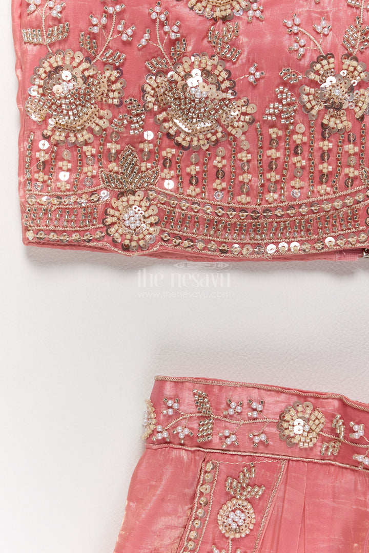 Girls Palazzo Set in Peach for Festive Gatherings