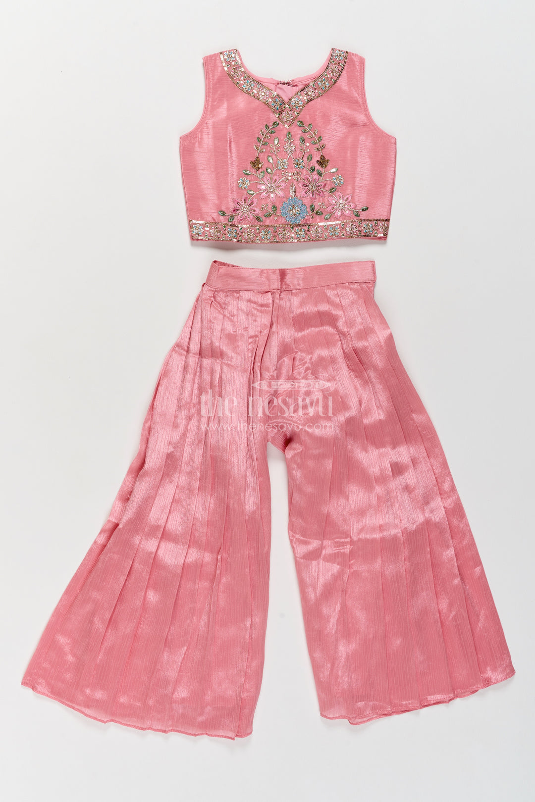 Girls Palazzo Set in Pink for Celebrations and Photos