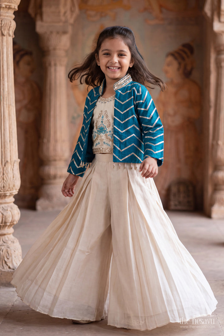 Girls Palazzo Set in Blue for Celebrations and Photos