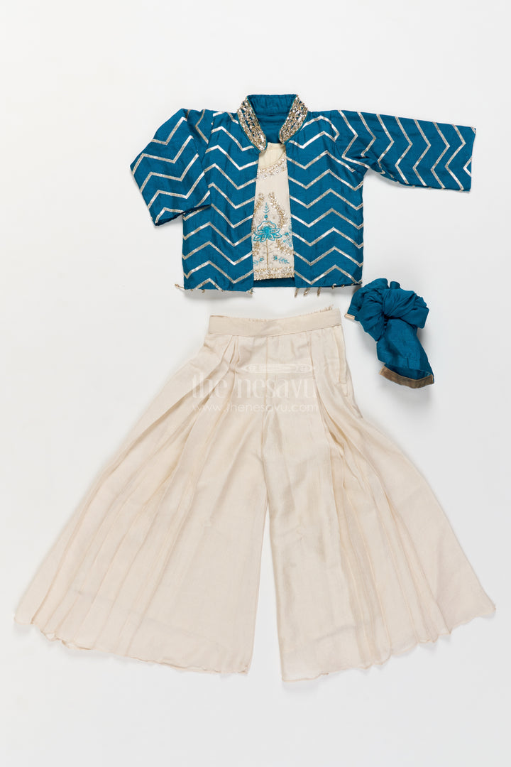 Girls Palazzo Set in Blue for Celebrations and Photos