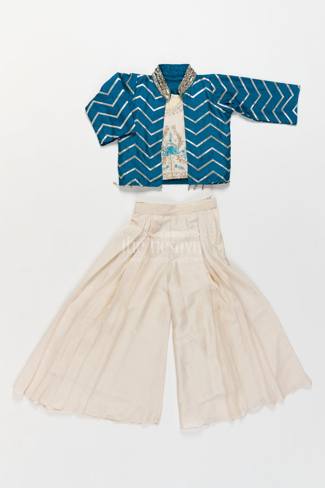 Girls Palazzo Set in Blue for Celebrations and Photos