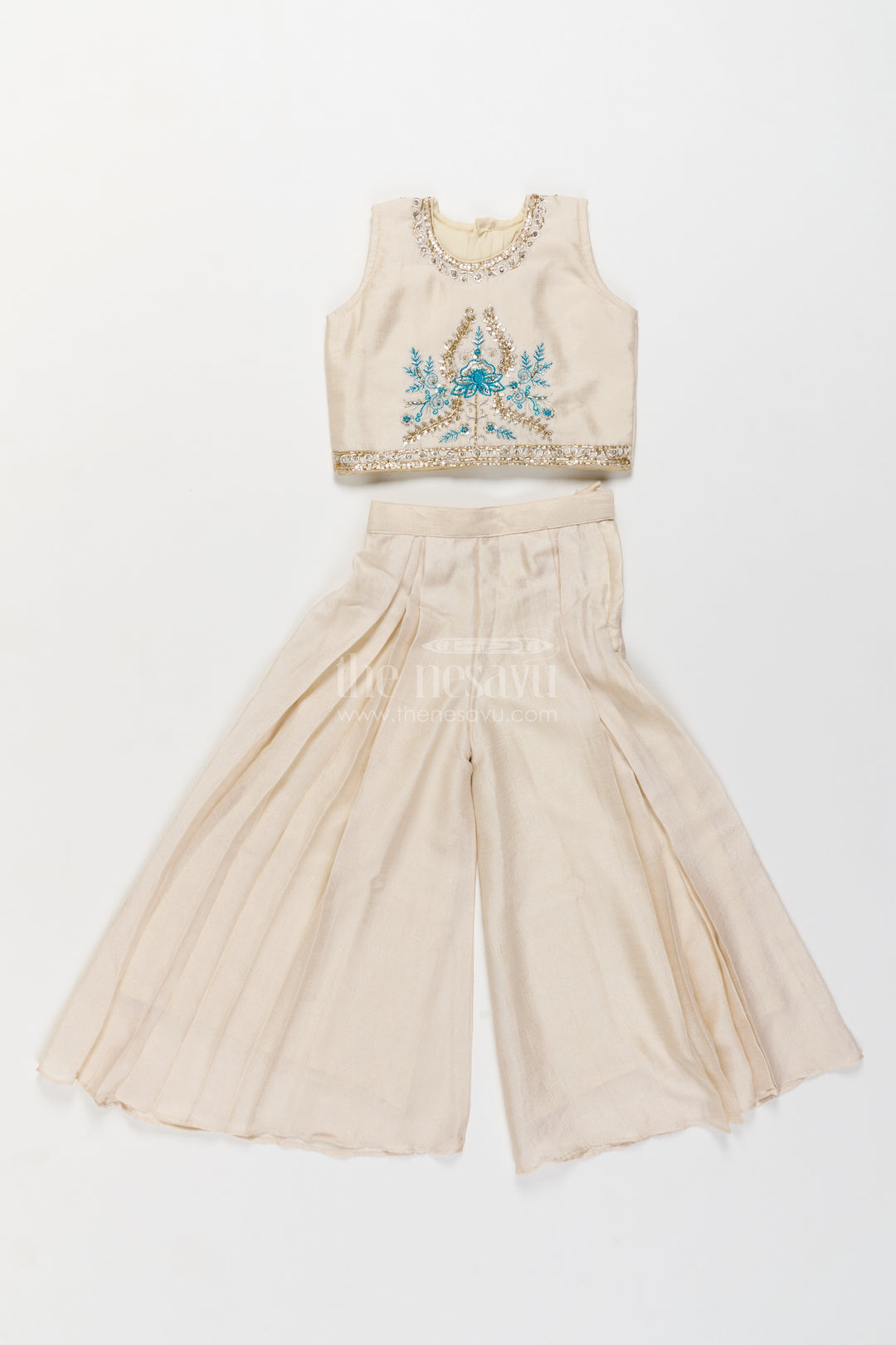 Girls Palazzo Set in Blue for Celebrations and Photos