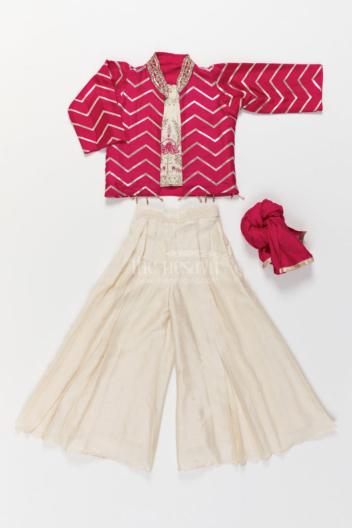 Girls Sharara Set in Pink for Ceremony Dressing