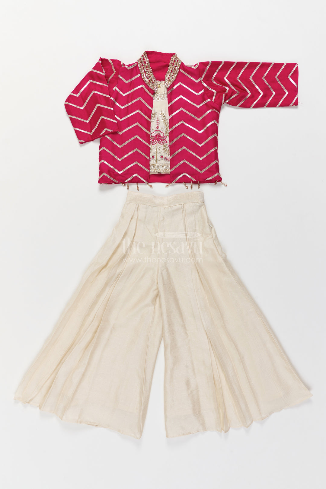 Girls Sharara Set in Pink for Ceremony Dressing