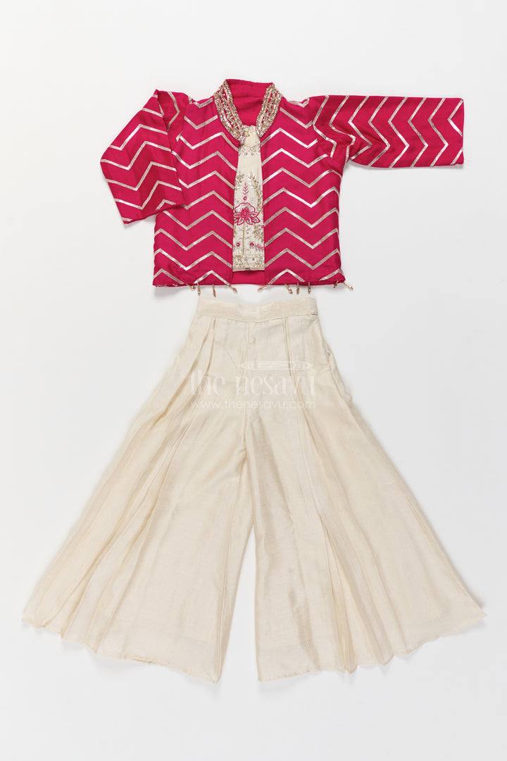 Girls Sharara Set in Pink for Ceremony Dressing