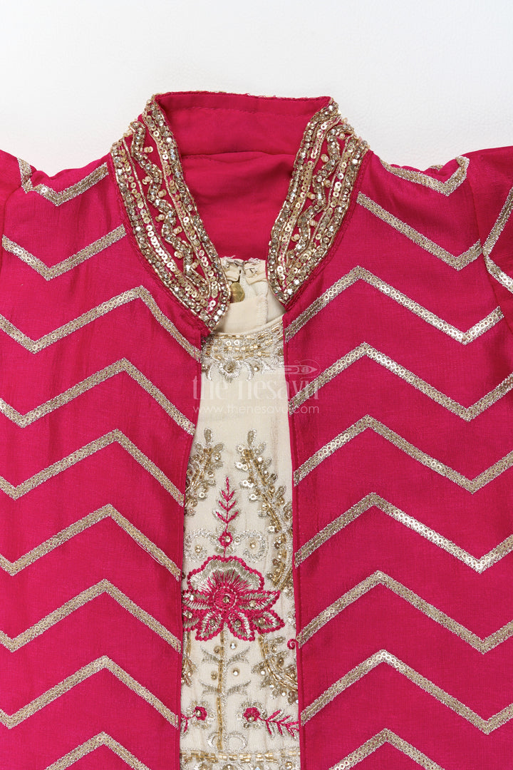 Girls Sharara Set in Pink for Ceremony Dressing