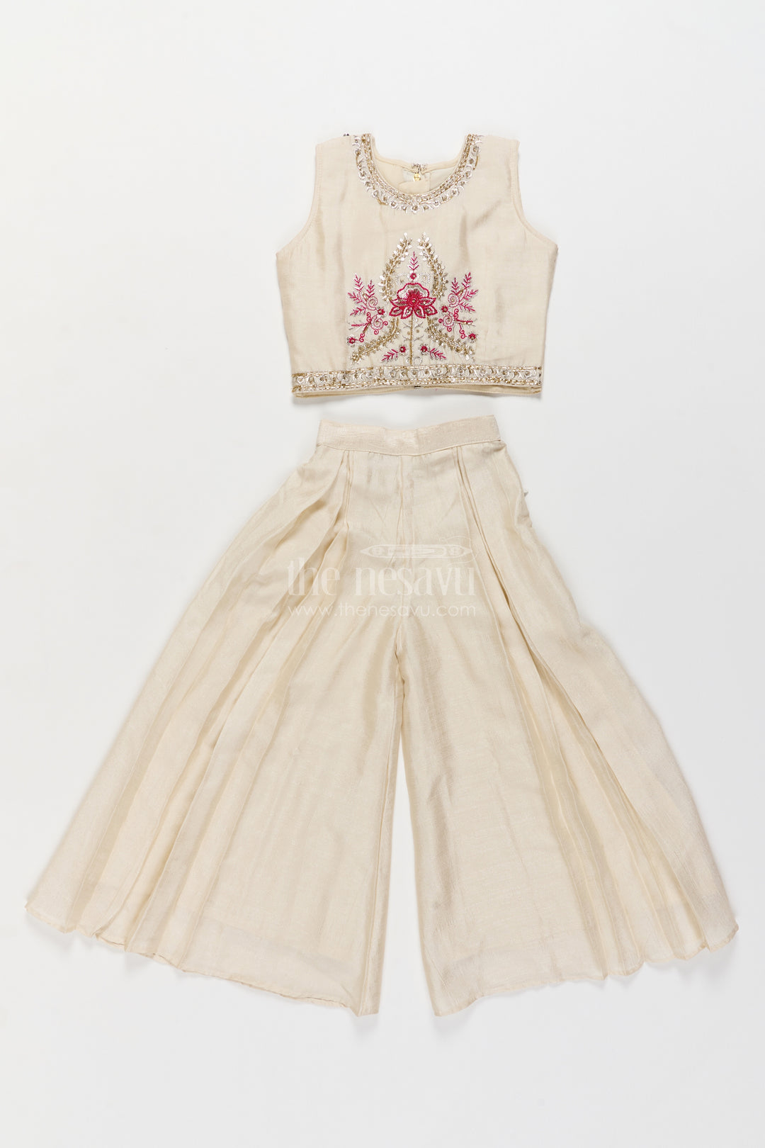 Girls Sharara Set in Pink for Ceremony Dressing