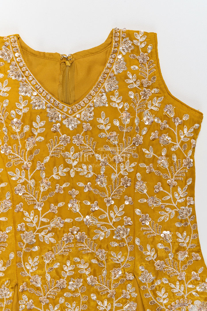 Girls Palazzo Set in Gold for Celebrations and Photos