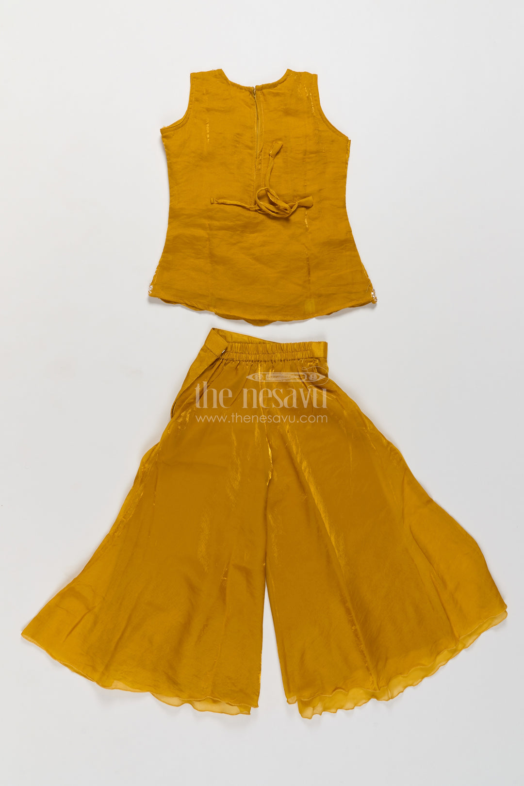 Girls Palazzo Set in Gold for Celebrations and Photos