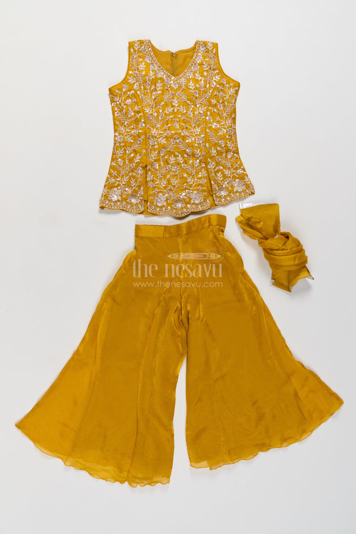 Girls Palazzo Set in Gold for Celebrations and Photos