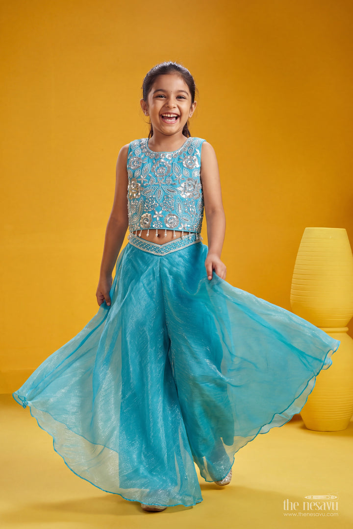 Girls Sharara Set in Blue for Portrait Days