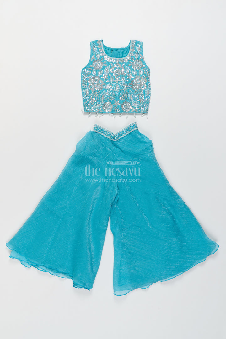 Girls Sharara Set in Blue for Portrait Days